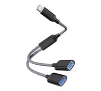Oxxggkao Cavo adattatore da maschio tipo C a 2 USB femmina, convertitore cavo splitter OTG convertitore multiplo cavo di ricarica dati lettore di schede Hub