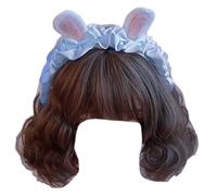 Oxxggkao Cerchietto con orecchie carino in peluche Bowkot Decors costume cosplay festa donne ragazze accessori per capelli fascia per adulti bambini per lavare il viso spa bianco