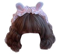Oxxggkao Cerchietto con orecchie carino in peluche Bowkot Decors costume cosplay festa donne ragazze accessori per capelli fascia per adulti bambini per lavare il viso spa bianco