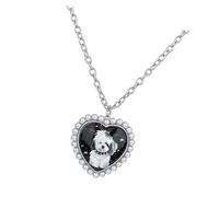 Oxxggkao Ciondolo a forma di cuore con gatti e cani su una robusta catena in acciaio inox lunga con ciondolo a forma di animale, One Size, come descritto, come descritto