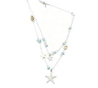 Oxxggkao Collana con ciondolo a forma di stella marina e conchiglie di perline multicolori, per donne che amano gli stili costieri per feste, One Size, come descritto, come descritto