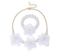 Oxxggkao Collana di perle finte per bambini, con perline per un look elegante, adatto per ogni occasione, set di gioielli con perle e fiori