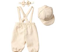 Oxxggkao Costume da gentiluomo neonato per la fotografia Vintage Baby Photo Suit Pantaloni Genere Neutro Foto Outfit Neonato Doccia Regalo Neonato Costume Set Infante Photoshoot Accessori