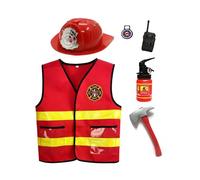 Oxxggkao Costume da pompiere Brigata Gioco di ruolo Set con caschi giocattolo per Halloween Costume da pompiere Bambini Costume da pompiere Gioco di ruolo Set Pompiere