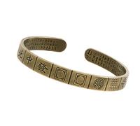 Oxxggkao Elegante braccialetto retrò in ottone con intagli intricati braccialetto adatto per abiti casual e cerimonie spirituali vintage