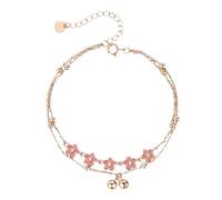 Oxxggkao Elegante cavigliera in rame con delicato ciondolo a forma di campane in fiore di pesco, per l'uso quotidiano, accessorio comodo da indossare per le donne, con ciondolo in rame