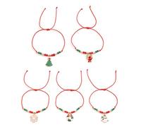 Oxxggkao Elegante set di perline elastiche natalizie comode da indossare per le donne che amano le vacanze alla moda gioielli di Natale fatti a mano, Misura unica, come descritto