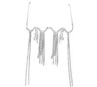 Oxxggkao Elegante Strass Occhiali Da Sole Telaio Scintillante Nappe Catena Del Viso Gioielli Per Le Feste Street Snap Mezzi Occhiali Da Sole Moda Occhiali Da Sole, Argento