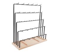 Oxxggkao Espositore per orecchini a scala staccabile a 6 livelli con base in legno a 30 ganci per negozio di gioielli decorazione domestica rack di stoccaggio orecchini