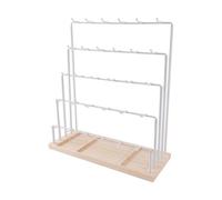 Oxxggkao Espositore per orecchini a scala staccabile a 6 livelli con base in legno a 30 ganci per negozio di gioielli decorazione domestica rack di stoccaggio orecchini