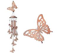 Oxxggkao Farfalla Metallo Vento Suono Decorazione Della Parete Unica Appeso Arte per Cortile Installazione Lenitiva Semplice Campanelli a vento Solare per Esterno