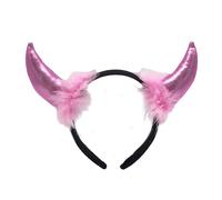 Oxxggkao Fascia per capelli con corna da diavolo con piume glitterate per costume di Halloween, cosplay, copricapo regali trucco per lavare il viso