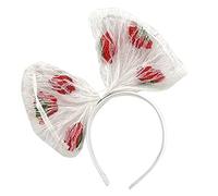 Oxxggkao Fascia per capelli con rose e fiocco, in pizzo francese, stile gotico, per il giorno dei morti, in pizzo francese