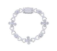Oxxggkao Gioielli da polso placcati in oro rodiato da uomo/argento con croci e occhi malvagi ornamento per feste rodio, Misura unica, come descritto