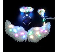 Oxxggkao Gonna a tutù con fascia luminosa a forma di ala d'angelo, per bambini, per feste di Halloween, cosplay, accessori per costume da angelo, per bambini, adulti, uomini e donne