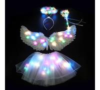 Oxxggkao Gonna a tutù con fascia luminosa a forma di ala d'angelo, per bambini, per feste di Halloween, cosplay, accessori per costume da angelo, per bambini, adulti, uomini e donne