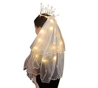 Oxxggkao Le corone del velo hanno condotto il velo da sposa si illuminano per le cattedrali nuziali per la festa di addio al nubilato della sposa