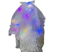 Oxxggkao Le corone del velo hanno condotto il velo da sposa si illuminano per le cattedrali nuziali per la festa di addio al nubilato della sposa