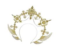Oxxggkao Lolitas Halos Corone Marys Dee Fascia per capelli Donne Costume di Halloween Copricapo Copricapo per Matrimonio Cosplay Party Golden Tiaras Corone