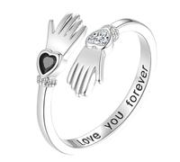 Oxxggkao Love Embracing Hands, anelli eleganti con zircone e design regolabile per coppie, anelli per mani da abbracciare, One Size, come descritto, come descritto
