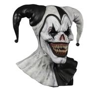 Oxxggkao Maschera intera da clown spaventoso con occhi regolabili, costume in lattice ventilato per Halloween e cosplay, clown in lattice per adulti