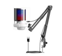 Oxxggkao Microfono USB da gioco frequenza 30Hz~16kHz per PC con braccio braccio e illuminazione a LED per streaming immersivo Shock Mount Mic