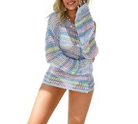Oxxggkao Misto cotone Pullover Soft & Brearhable Beach Knit Top scavato fuori Coverup Elegante Off spalla scollatura Caratteristica Top delle donne