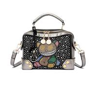 Oxxggkao Moda Crossbody Tote Bags Cartoon Donne Borsa a Tracolla Semplice Pelli Borse Con Strass Casual Messenger Bag Cute Strass Pelle Borse, B, One Size