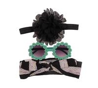 Oxxggkao Occhiali da sole rotondi bambino bella floreale fasce set copricapo ragazze girasole occhiali da sole ragazze, Nero , Taglia unica