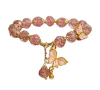 Oxxggkao Perlina in vetro naturale ornata con ciondolo a forma di farfalla e ciondolo a forma di giardino di rose, per un comfort tutto il giorno e stili eleganti colorati, One Size, come descritto