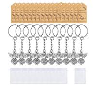 Oxxggkao Portachiavi con ciondolo a forma di angelo, robusto design Kirsite, con etichette di ringraziamento e spago naturale, portachiavi regalo per battesimo