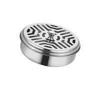 Oxxggkao Portaincenso per zanzare e profumi, scatola rotonda a spirale, con coperchio, compatto, bruciatori antivento