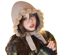 Oxxggkao Ragazza Y2K tema partito cappello lavorato a maglia ispessito pescatore orecchie carino girasole pompon fatti a mano cappello pescatore per le donne