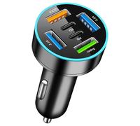 Oxxggkao Ricarica per auto in metallo con Super+USB C e USB A Port Rich Interfaces Adattatore di ricarica rapida per 12V-24V Auto Camion Multi Port