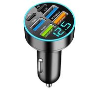 Oxxggkao Ricarica per auto in metallo con Super+USB C e USB A Port Rich Interfaces Adattatore di ricarica rapida per 12V-24V Auto Camion Multi Port