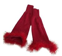 Oxxggkao Scaldamuscoli da donna carino carino bordo peluche calzini elastici polsino caldo invernale calza calza a maglia lunga calzini per ragazza calza invernale per le donne freddo, Rosso, Taglia