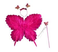 Oxxggkao Set da 4 pezzi per travestimento da principessa per feste di compleanno, Halloween, Natale, per bambine dai 3 ai 6 anni, con gonna tutù ad ala, bacchetta, fascia, costume per bambini che si