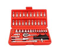 Oxxggkao Set di chiavi a bussola in acciaio cromato da 1/4 a cricchetto, 46 pezzi, adatto per smontaggio, chiavi di riparazione, flessibili, aste di prolunga, con chiave reversibile, per riparazione