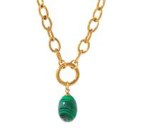 Oxxggkao Set di collana e orecchini con pietre preziose effetto sfumato alla moda, accessori perfetti da indossare tutti i giorni o come regalo Set di collana e orecchini in pietra naturale, One Size