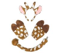 Oxxggkao Set di costumi da giraffa per bambini e adulti, orecchie da giraffa, fascia per capelli, guanti e coda di giraffa, per Halloween, cosplay, feste, giraffa, accessori per costume per bambini e