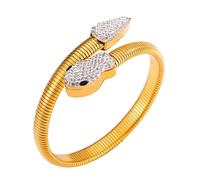 Oxxggkao Versatile design a spirale zircone per le donne braccialetto in acciaio inossidabile di lunga durata alla moda serpente accessorio serpente zircone aperto, Misura unica, come descritto