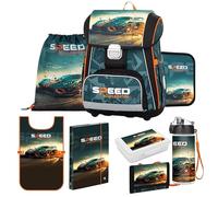 OXY BAG Aktovka - Set di 8 pezzi per la scuola ergonomica, borsa sportiva, astuccio, poncho artificiale, bottiglia, scatola per snack e molto altro ancora, per auto, Premium, Auto, Premium