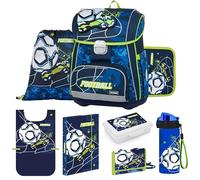OXY BAG Aktovka - Set scolastico ergonomico di alta qualità, 8 pezzi, borsa sportiva, astuccio, poncho artistico, borraccia, snack box e altro, calcio, premium, Calcio, Premium