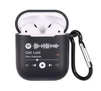 OXYEFEI Custodia in Silicone con Spotify, Case per Airpods Custodia protettiva in silicone antiurto con Portachiavi, Appendere Compatibile con AirPods 2 & 1 (Stile 2)