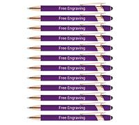 OXYEFEI Penne Personalizzate, Penna a Sfera Personalizzabile con Incisione Nome&Testo Regalo Personalizzata per Laurea, Compleanno, Anniversario, 12 pezzi/confezione (Viola)