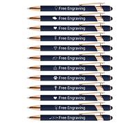 OXYEFEI Penne Personalizzate, Penna a Sfera Personalizzabile con Incisione Nome&Testo Regalo Personalizzata per Laurea, Compleanno, Anniversario, 12 pezzi/confezione (Blu Scuro)