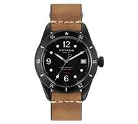 OXYGEN - Orologio Uomo Acciaio - Quadrante nero - Cinturino in cuoio marrone chiaro - Diver 42 Timor L-D-TIM-42