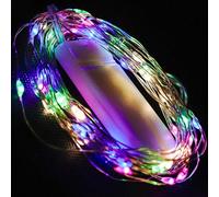 OXYN Luci 40 Micro LED Natale 4,1 metri Alimentazione Batterie Incluse Luce Fissa Lampada per Casa Albero Decorazioni Natalizie Stringa Striscia Ghirlanda Catena Interni Portatili (Multi Colore)