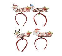 OXYN Set 4 Pezzi Cerchietto Capelli Fascia Scritta Merry Christmas Diametro 10cm Flessibile Ghirlanda Rosso per Feste Eventi Accessori Natale Party Taglia Unica Costume Decorazione Cena Natalizio