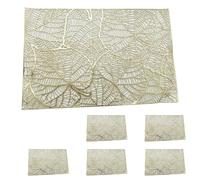 OXYN Set 6 Tovagliette Natalizie Color Oro PVC Tovaglia Fiori Fogli Decorazione Tavola Pranzo Cucina Matrimonio Natale Sottopiatti Eleganti Facili da Pulire Eventi Feste Natalizie Cene (StyleC)
